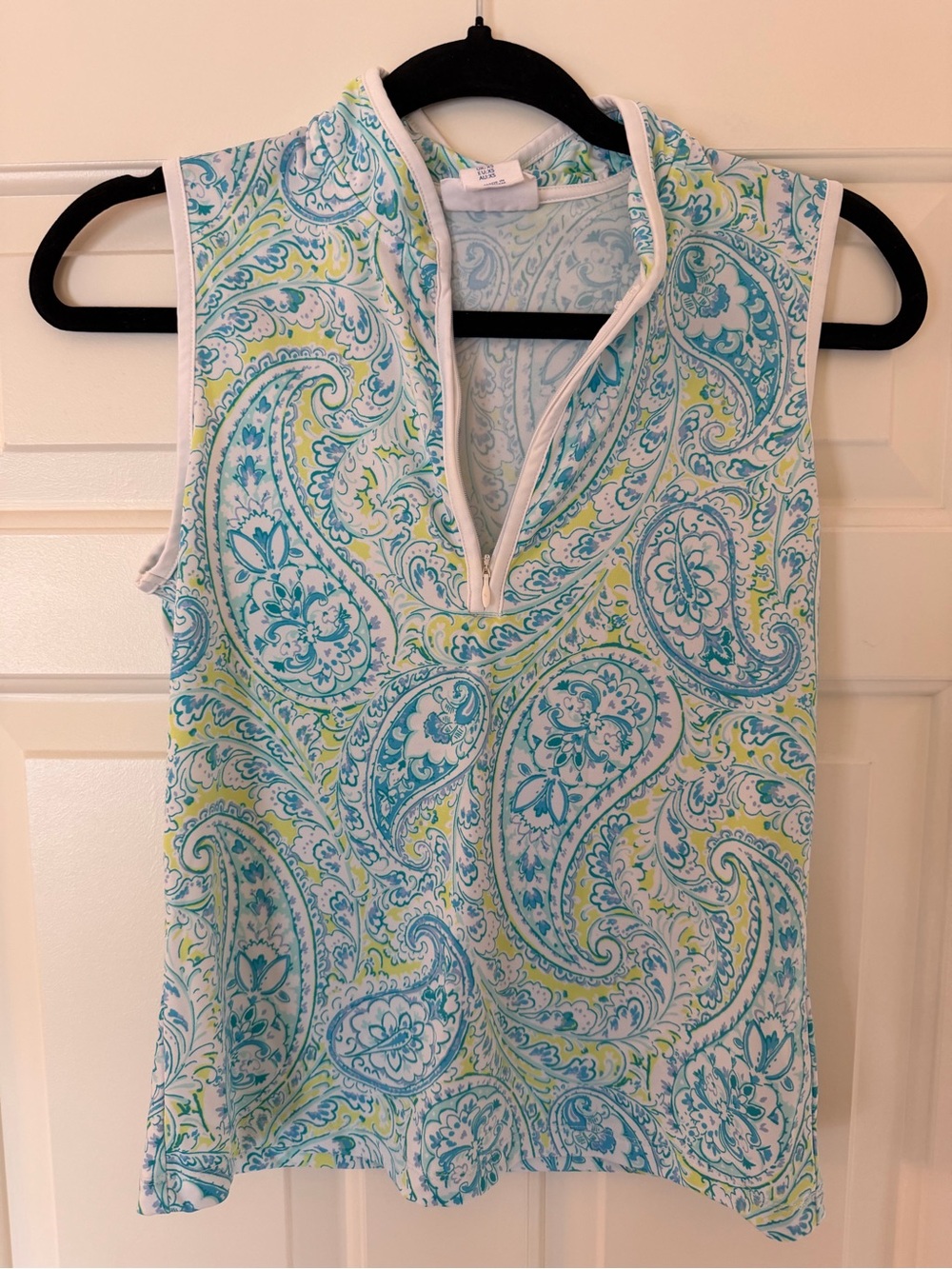 Women’s Sleeveless Paisley Tank Top in Aqua & Lime GOLF